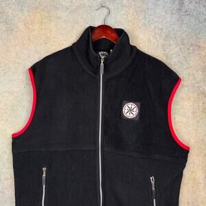 VTG Marlboro Unlimited Vest Sz XL Full Zip Fleece Black Compass Outdoor 90s